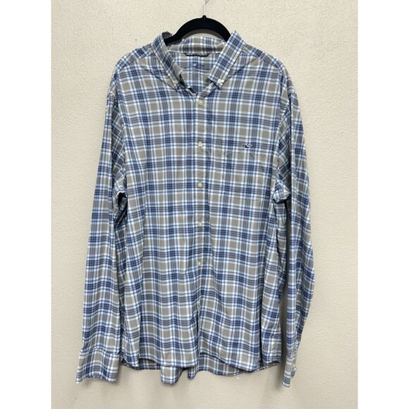 Vineyard Vines Men's Button Down Shirt XL Blue Plaid On-The-Go Performance OTG - Picture 2 of 7